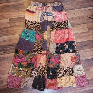 The Little Bazaar Boho Hippie Patchwork Flowy Pants